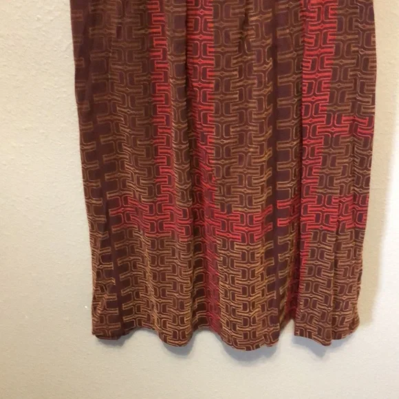 Custo Repainted dress Women's Size 2 short sleeve red brown gold 100% cotton EUC - Picture 2 of 13